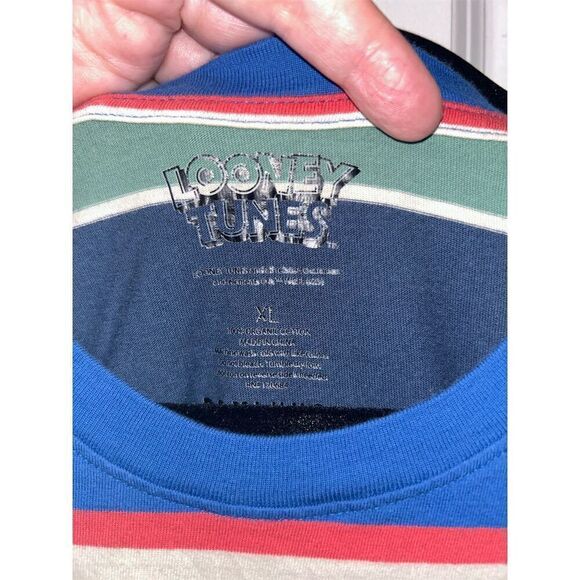 Looney Tunes Wile E. Coyote Road Runner Striped T-Shirt XL Unisex - Picture 3 of 5